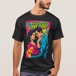 Camiseta Arte Pop Amor Romântico Azul Magenta Amarelo