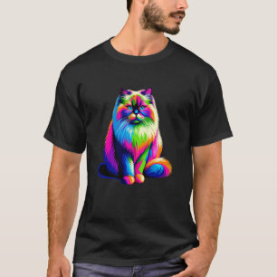 Camiseta Arte Pop Colorida Gato Himalaio Persa