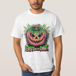 Camiseta Arte Pop de Abóbora Assustadora Vibrante