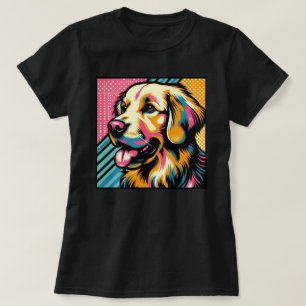 Camiseta Arte Pop de Cachorro Golden Retriever Colorido Div