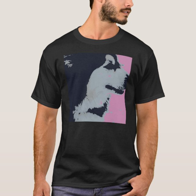 Camiseta Arte Pop de Cachorro Malamute (Frente)