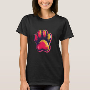 Camiseta Arte Pop de Pegada de Pata de Gato Colorida para M