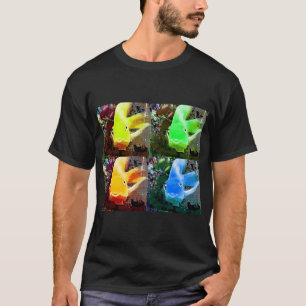 Camiseta arte pop feliz peixe neon