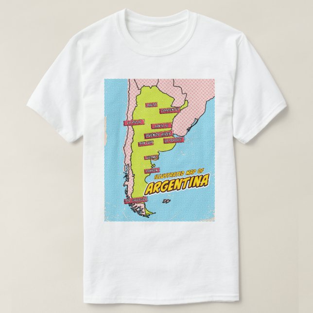 Camiseta Arte Pop Ilustrado Argentina (Frente do Design)