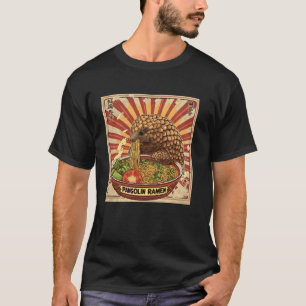 Camiseta Arte Pop Japonês Selo Postal Macarrão Pangolim Ra