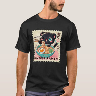 Camiseta Arte Pop Japonês Selo Postal Macarrão Pantera Carn