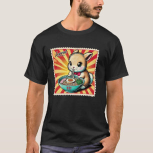 Camiseta Arte Pop Japonesa Selo Postal Coelhinho Fofo Lebre