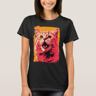 Camiseta Arte Pop Laranja Gengibre Rosa Gato