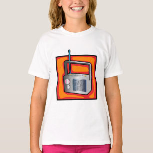 Camiseta Arte Pop Retro dos Anos 80 Rádio Vibrante Vintage
