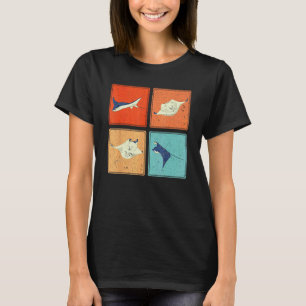 Camiseta Arte Pop Stingray Aquário Animal Mergulhador Ocean