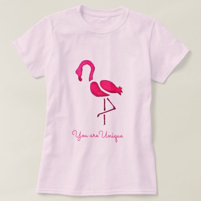 Camiseta Arte-pop única rosa flamingo (Frente do Design)