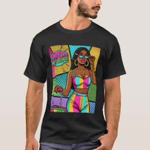 Camiseta Arte Pop Wow Melanina Mulher Pega Voos Não Se Sent