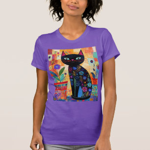 Camiseta Arte popular de gato preto