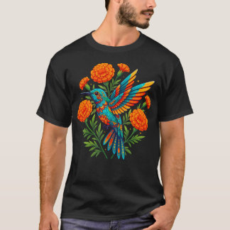 Camiseta Arte Popular Mexicano Beija-flor Flor Amante da Na