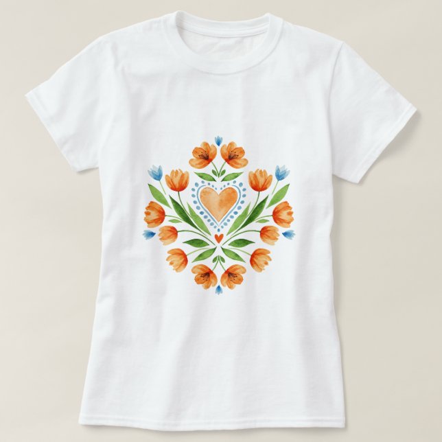 Camiseta Arte popular polonesa tradicional (Frente do Design)
