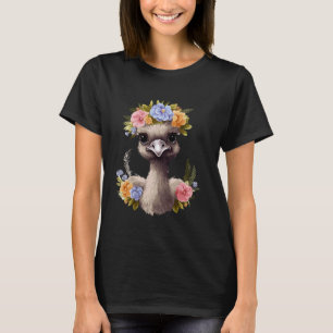 Camiseta Arte Por Aquarela De Bica-Pássaro Cuta Floral Que