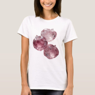 Camiseta Arte Prateada com TRÊS MAÇÃS DE VIDRO ROSA Design