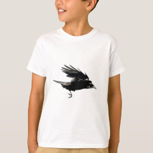 Camiseta Arte preta de voo dos animais selvagens do corvo