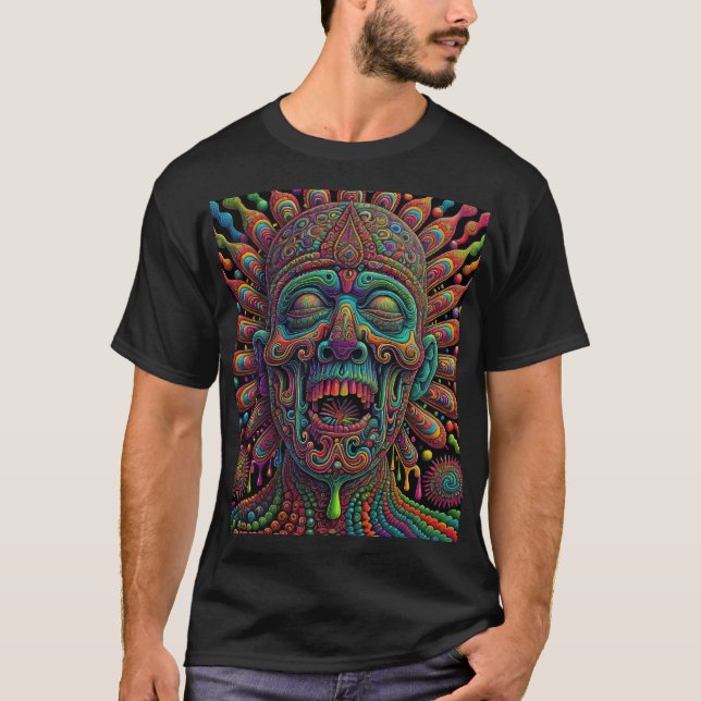 Camiseta Arte Psicodélica com Cabeça Derretida (Frente)