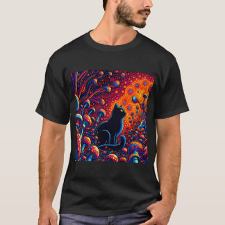 Camiseta Arte Psicodélica de Abstrato de Trippy Cat