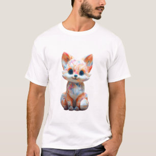 Camiseta Arte Psicodélico Colorido e Giratório de Raposas M