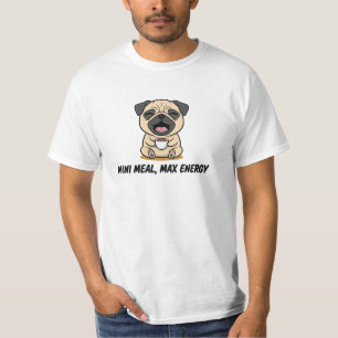 Camiseta Arte Pug Mini Refeição Max Energia