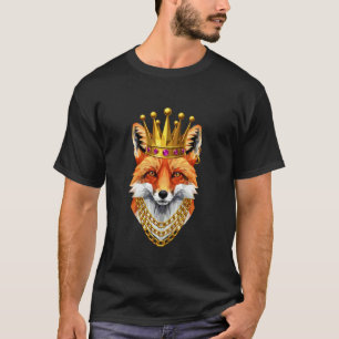 Camiseta Arte Real Rei Coroa Dourada Gângster Raposa
