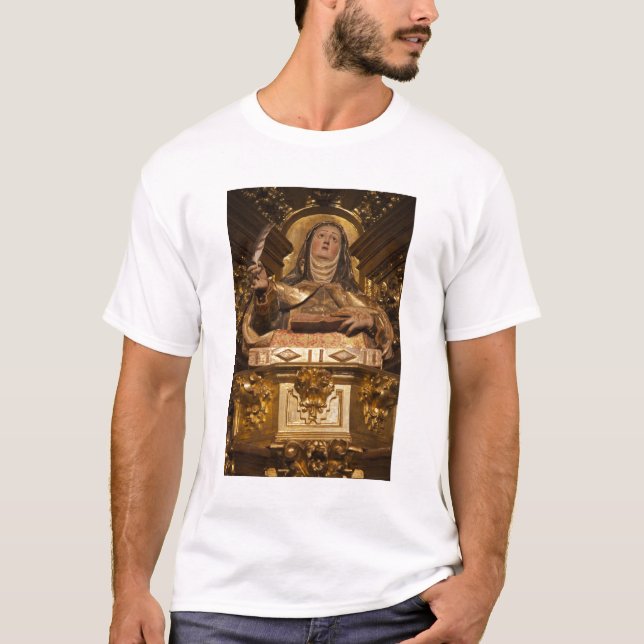 Camiseta Arte religiosa representando Papais noeis Teresa (Frente)