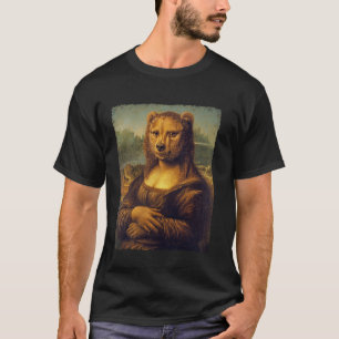 Camiseta Arte Renascimento Pintura Divertida Urso Mona Lisa