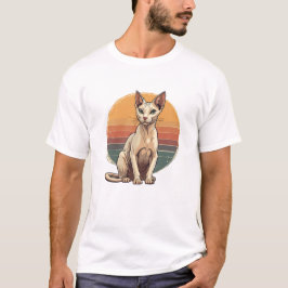 Camiseta Arte Retro de Gata Sphynx Mãe Vintage