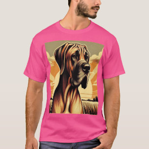 Camiseta Arte Retro Fawn Great Dane Amarelo Marrom Preto