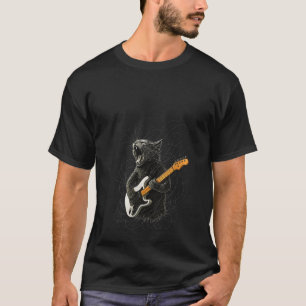 Camiseta Arte Retro Feminina Gato Engraçado Tocando Música