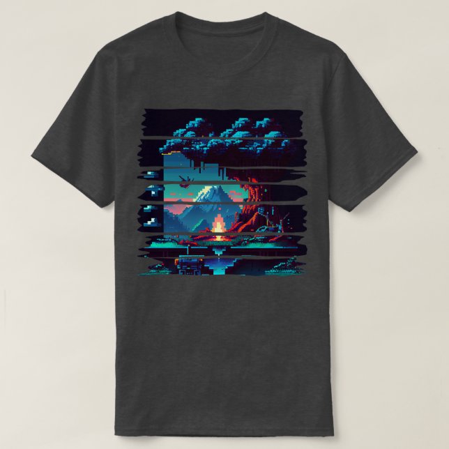Camiseta Arte retrógrada de 8 bits (Frente do Design)