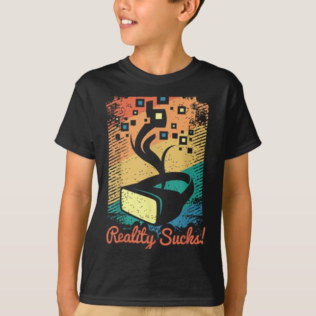 Camiseta Arte Retrotraída De Gráfico De Realidade Virtual P (Frente)
