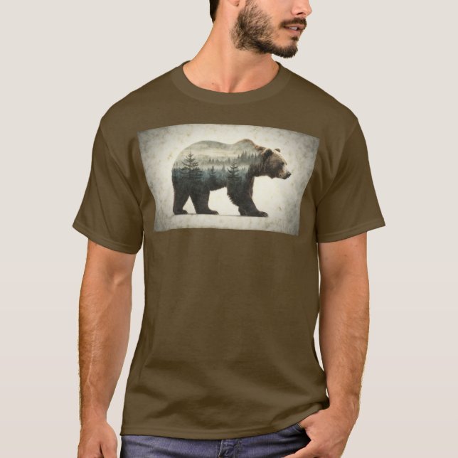 Camiseta Arte Selvagem de Ursos Grizzly (Frente)