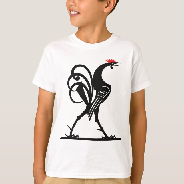 Camiseta Arte Silhueta abstrato Rooster (Frente)
