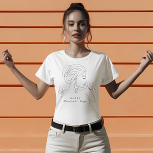Camiseta Arte Simples de Linha do Dia da Mãe