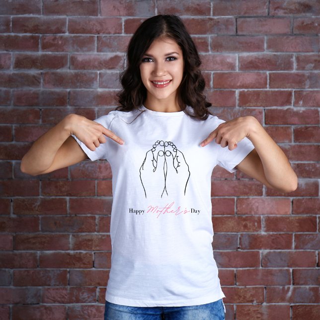 Camiseta Arte Simples de Linha do Dia da Mãe (Criador carregado)