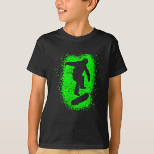 Camiseta Arte Skateboarding dos grafites do verde do