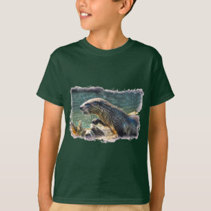 Camiseta Arte sobre a vida selvagem do rio Bathing