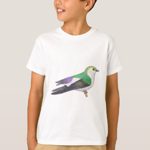Camiseta Arte sobre espécies de aves selvagens violeta-verd