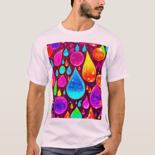 Camiseta Arte sobre o Neon Raindrops Vibrant