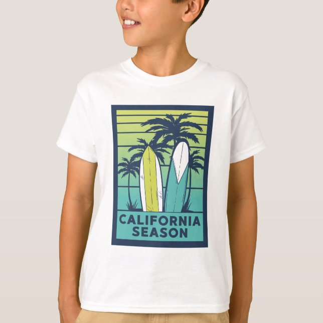 Camiseta Arte sobre pranchas na Califórnia - Costa de Verão (Frente)