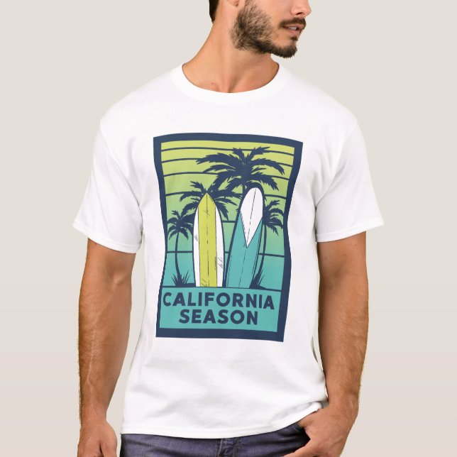 Camiseta Arte sobre pranchas na Califórnia - Costa de Verão (Frente)