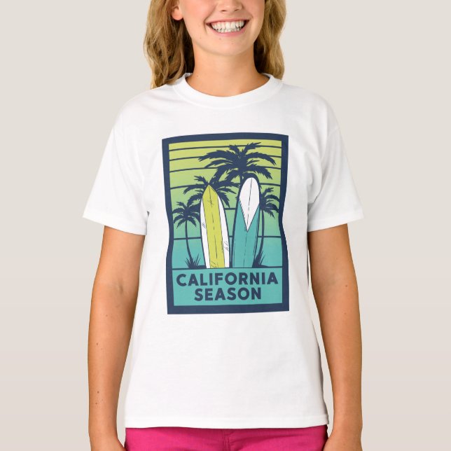 Camiseta Arte sobre pranchas na Califórnia - Costa de Verão (Frente)