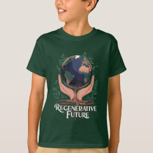 Camiseta Arte sobre sustentabilidade da Terra no futuro reg