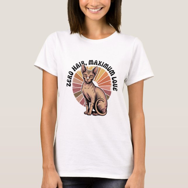 Camiseta Arte Sphynx Amor Máximo Cabelo Zero (Frente)