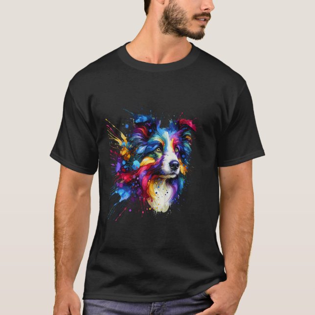 Camiseta Arte Splash Border Collie (Frente)