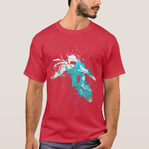 Camiseta Arte Splash Esportes de Inverno Snowboarder amigo