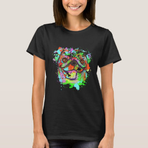 Camiseta Arte Splash Pug Gráfico Arte Pug Amante de Pug